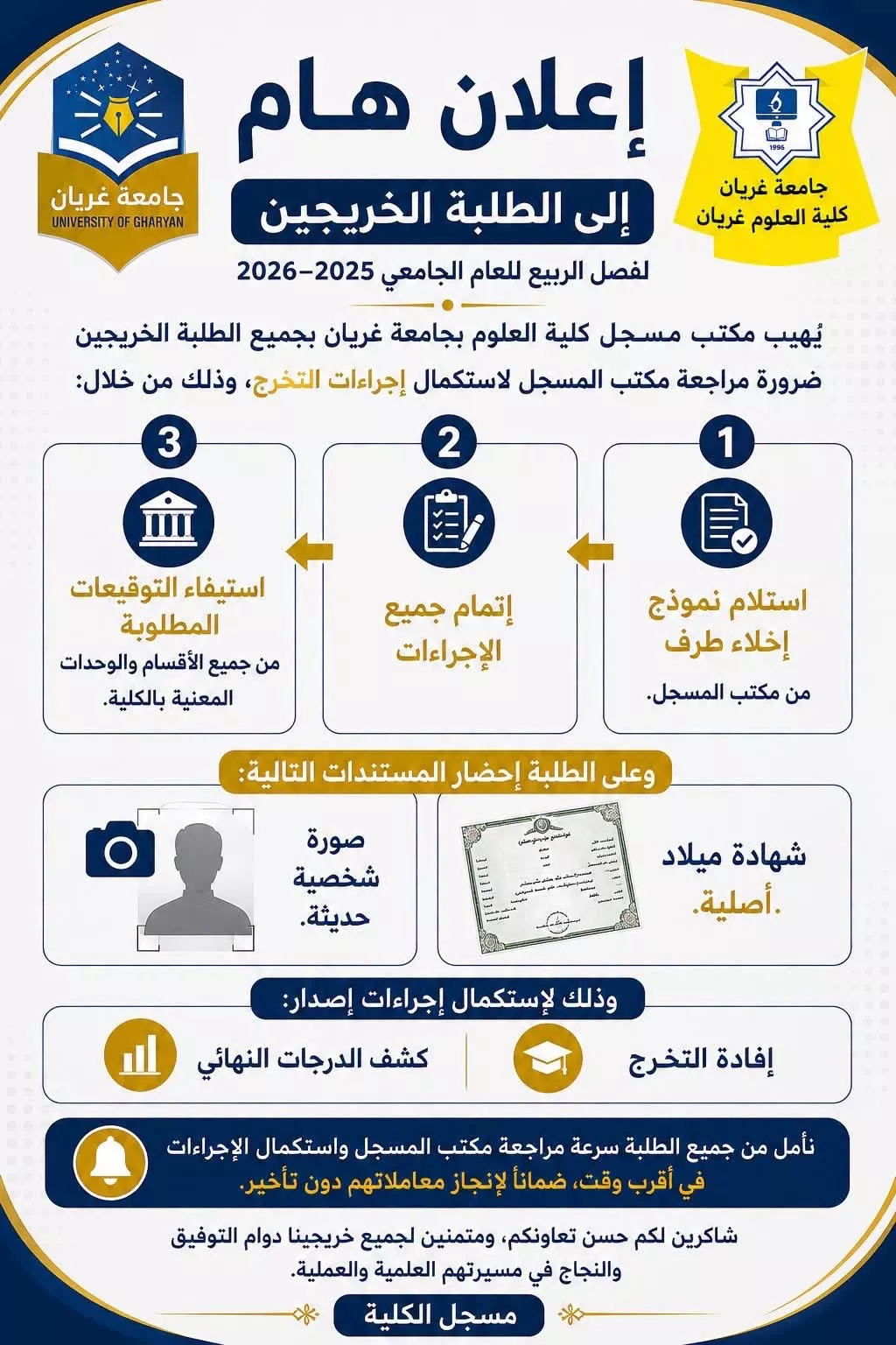 إلى الطلبة الخريجين
